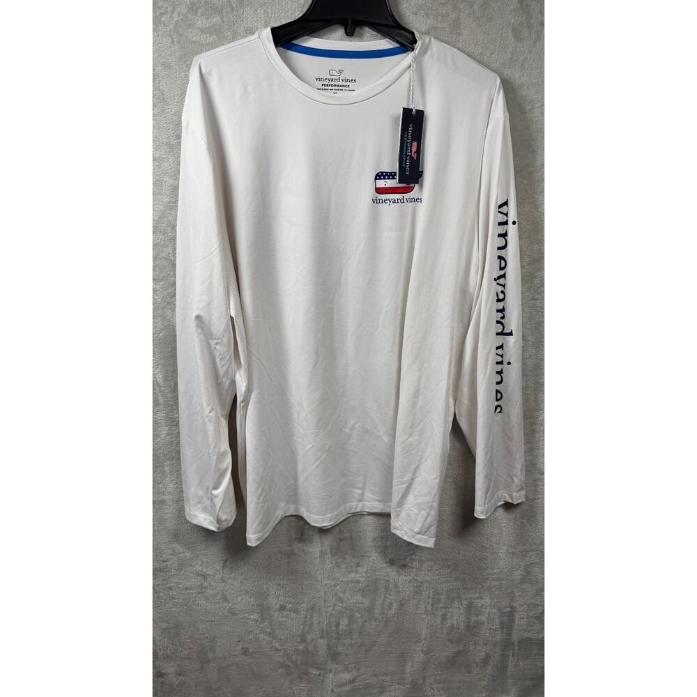 Vineyard Vines NEW Men Performance Tee Shirt XL White UPF Long Sleeve USA Whale